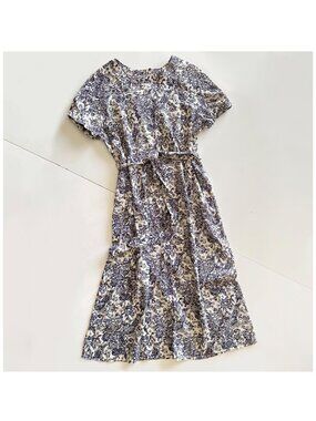 Loro Piana Baby Cashmere Belted Midi Dress Size 40 (S) Floral Print Italy